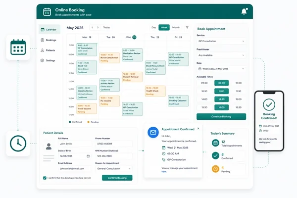 RxSure online patient booking system with calendar scheduling for pharmacy consultations
