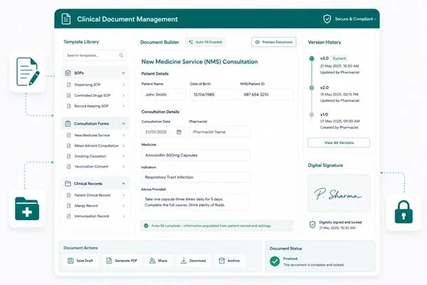 RxSure professional clinical document generation for UK pharmacies