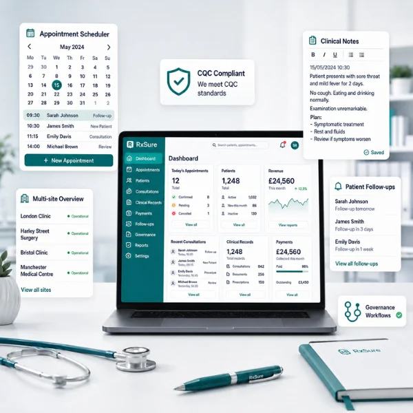 Private clinic using RxSure for multi-practitioner management and clinical workflows
