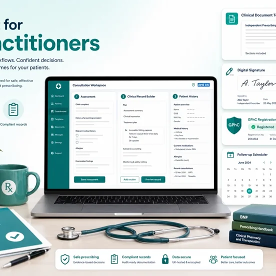 Independent practitioner managing private consultations with RxSure clinical services platform