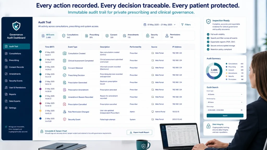 Audit Trail and Clinical Governance Evidence